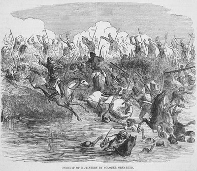 Pursuit of mutineers by Colonel Greathed, 1857 by English School